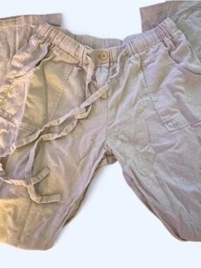 Women's linen drawstring pants in cream